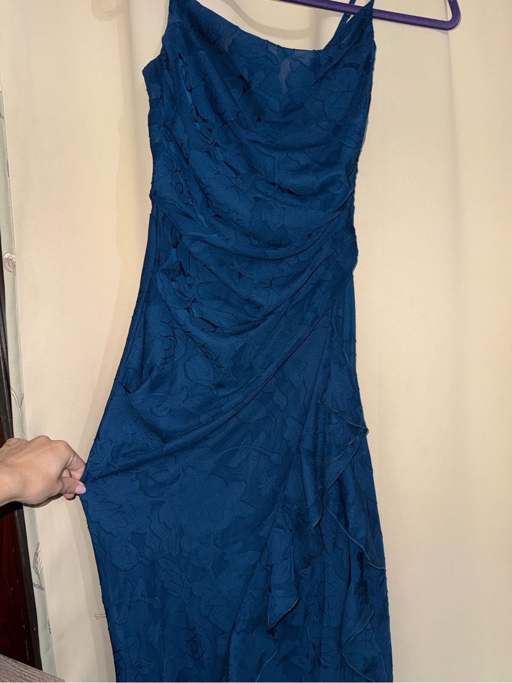 Hello Molly Teal-Blue Spaghetti Strap Draped Maxi Dress - Picture 2 of 7